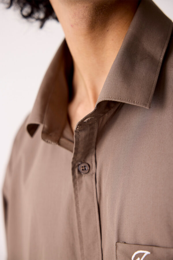 BROWN COTTON POPLIN SHIRT