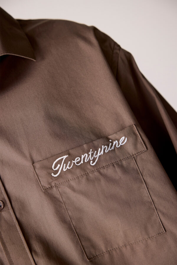 BROWN COTTON POPLIN SHIRT