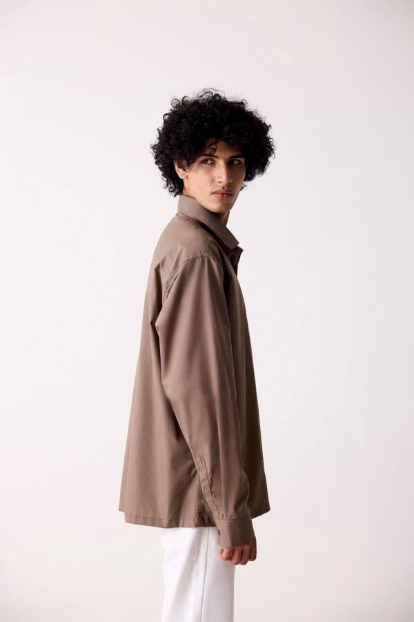 BROWN COTTON POPLIN SHIRT