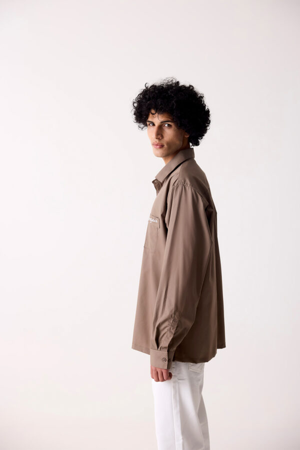 BROWN COTTON POPLIN SHIRT