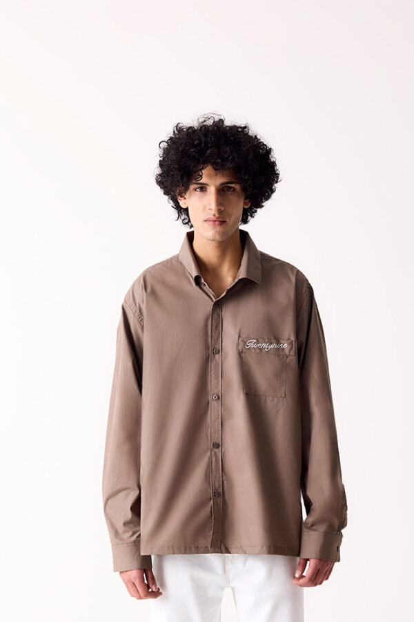 BROWN COTTON POPLIN SHIRT