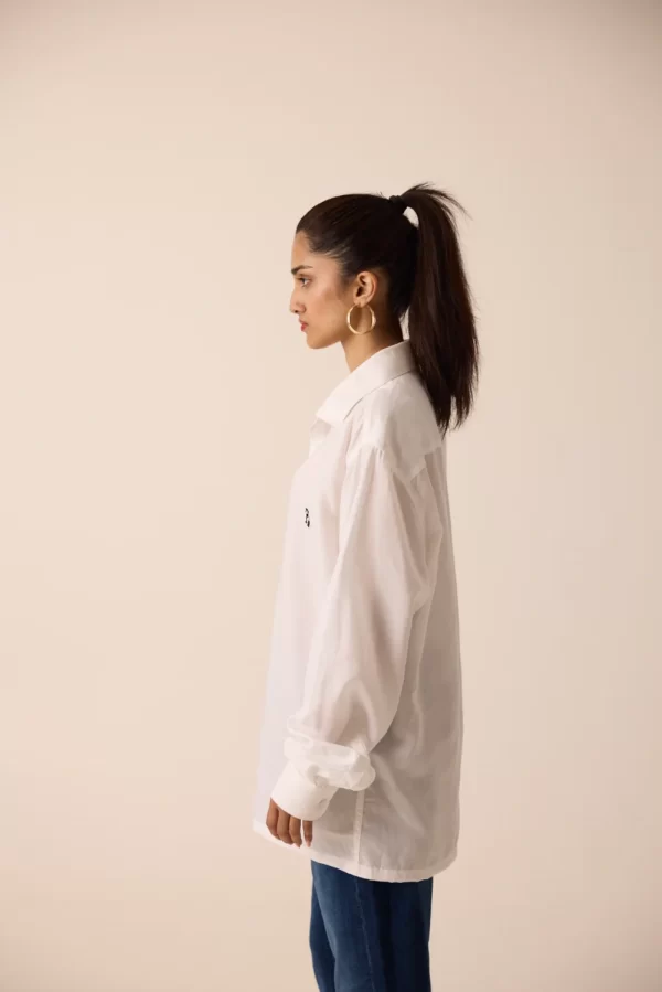 WHITE COTTON MUSLIN SHIRT - Image 2
