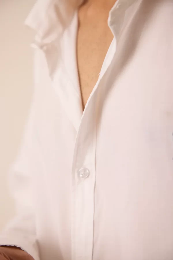 WHITE COTTON MUSLIN SHIRT - Image 6