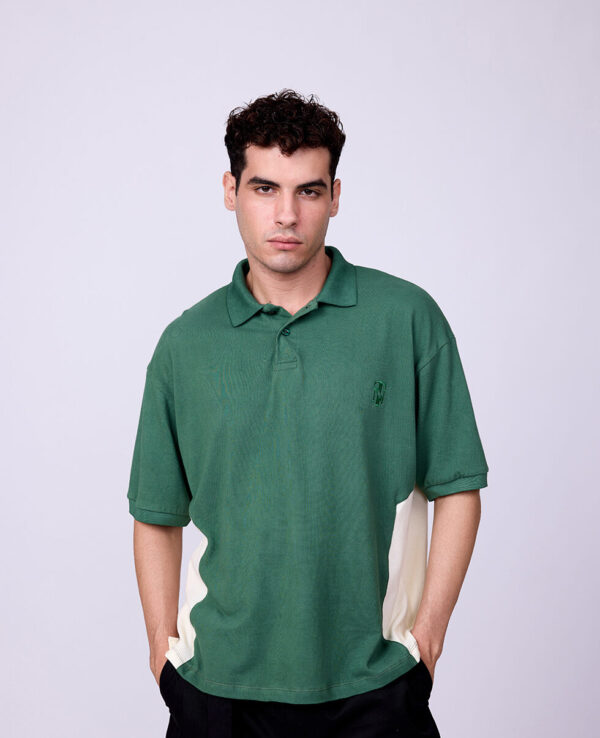 GREEN & CREAM POLO TSHIRT