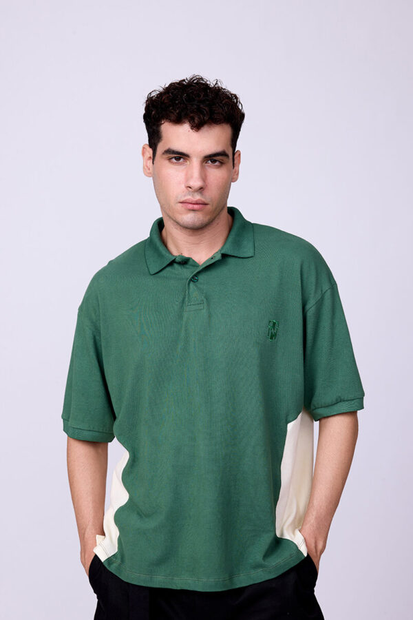 GREEN & CREAM POLO TSHIRT