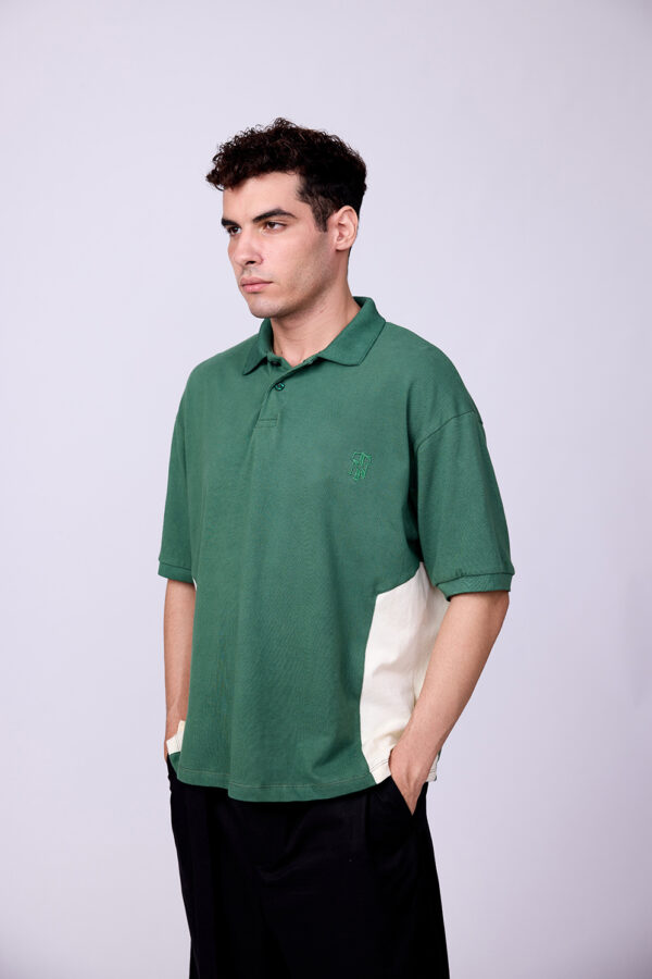 GREEN & CREAM POLO TSHIRT