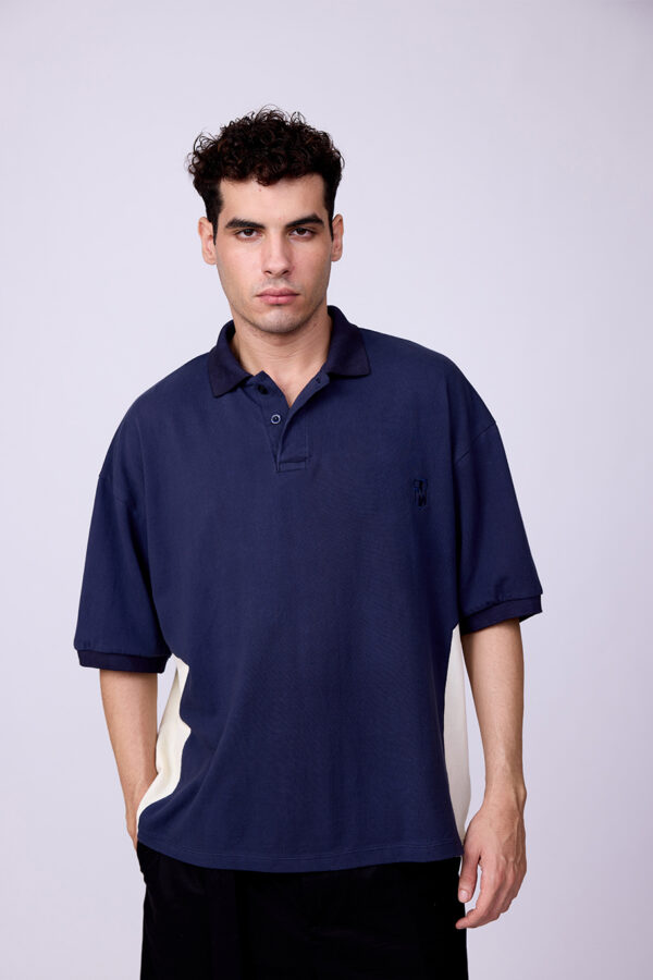 NAVY BLUE & CREAM POLO TSHIRT