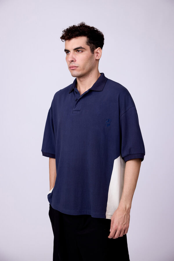 NAVY BLUE & CREAM POLO TSHIRT