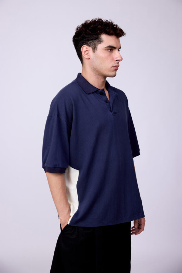 NAVY BLUE & CREAM POLO TSHIRT