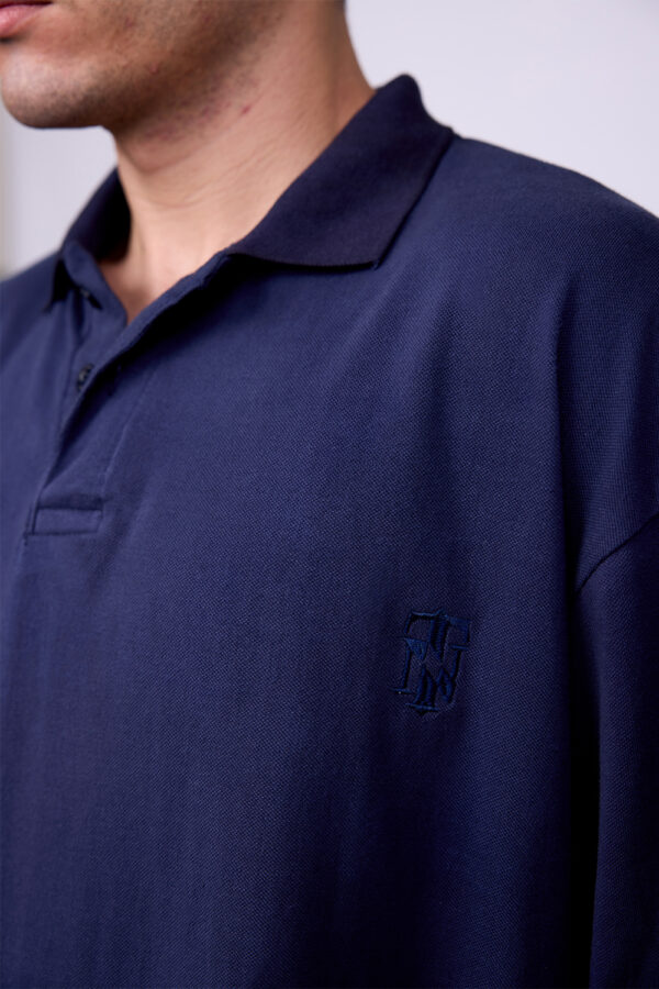 NAVY BLUE & CREAM POLO TSHIRT