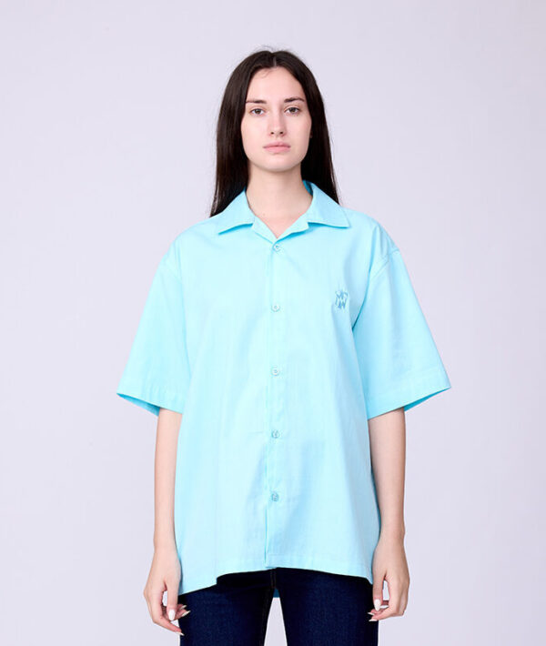 OCEAN BLUE CUBAN COLLAR SHIRT