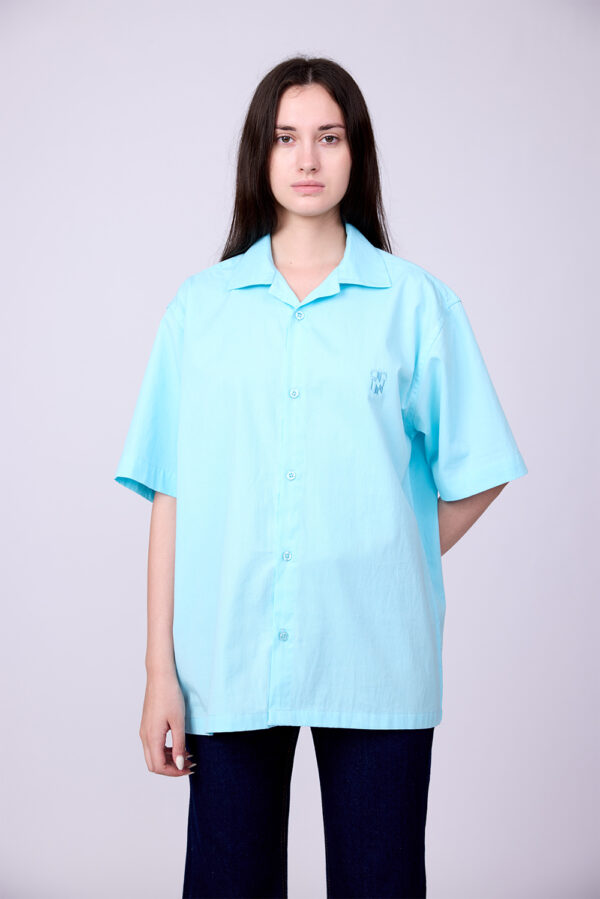 OCEAN BLUE CUBAN COLLAR SHIRT - Image 5