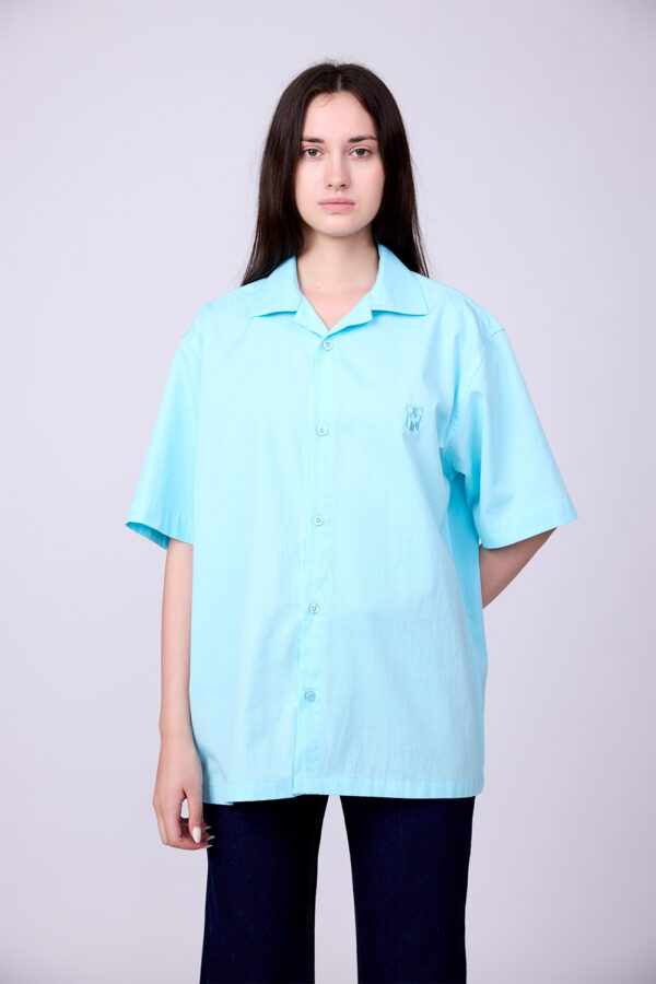 OCEAN BLUE CUBAN COLLAR SHIRT