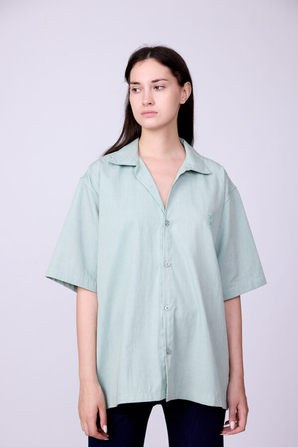 PISTACHIO GREEN CUBAN COLLAR SHIRT