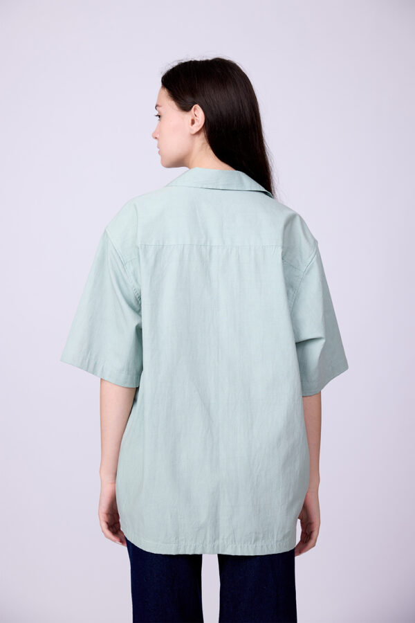 PISTACHIO GREEN CUBAN COLLAR SHIRT