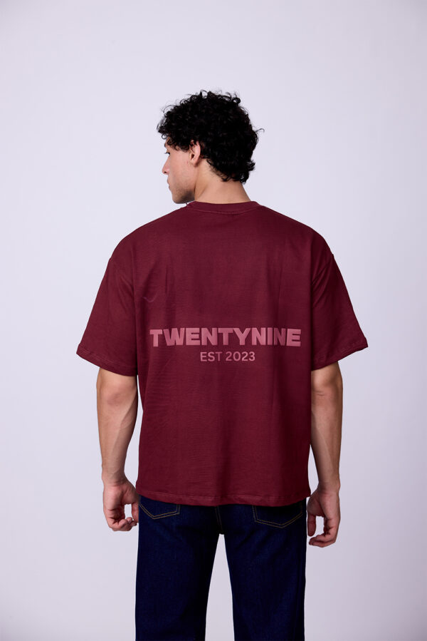 MAROON BASIC  BOXY FIT TSHIRT - Image 3