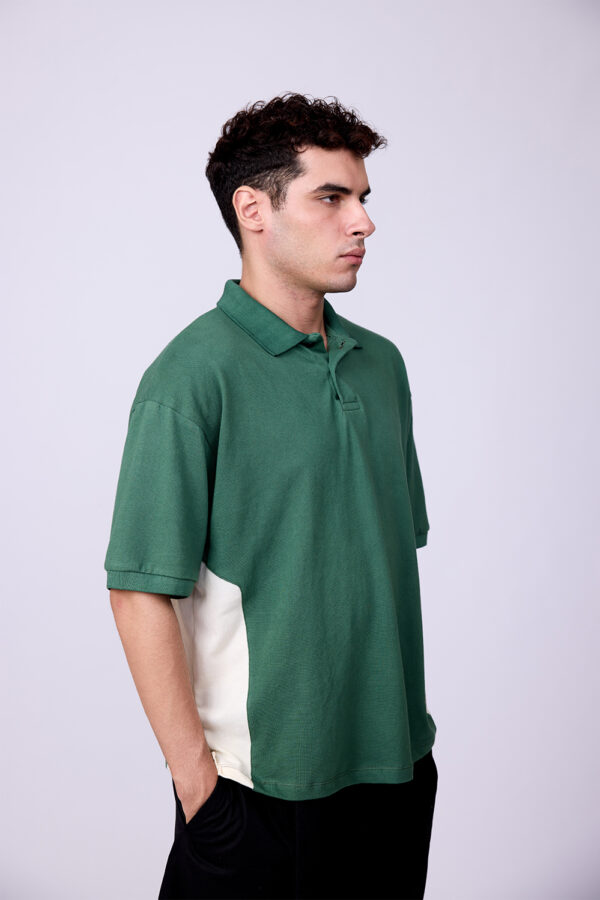 GREEN & CREAM POLO TSHIRT